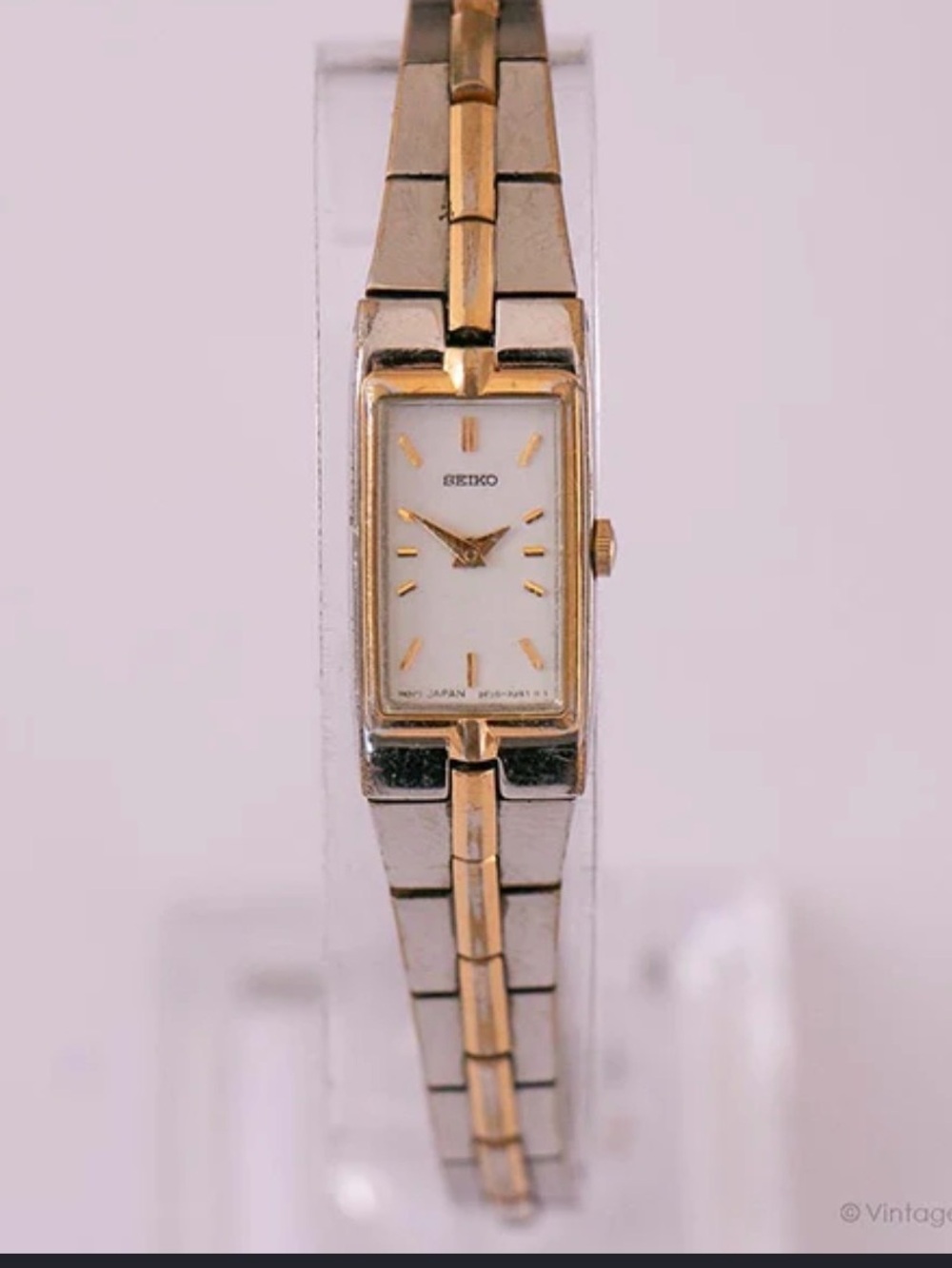 Vintage Seiko Two-Tone Rectangular Women's Watch - Gold and Silver